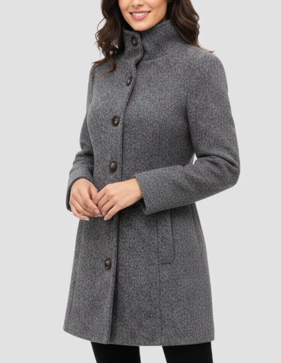Manteau Femme Casual à Col Montant Automne Hiver