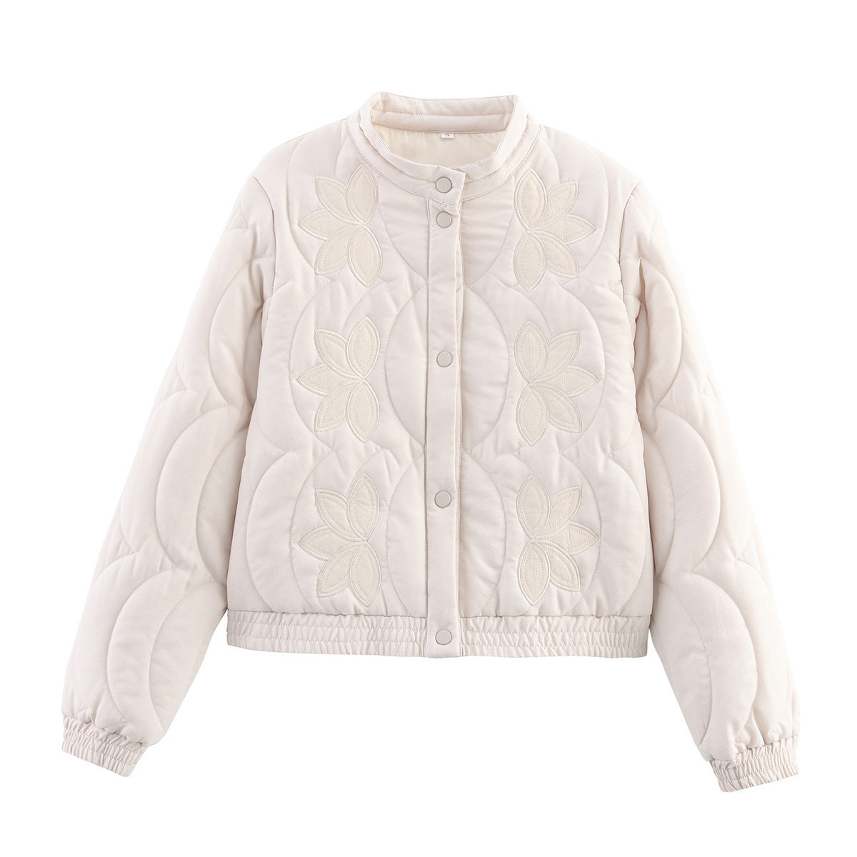 French Embroidered Cotton-Padded Bomber Jacket for Women