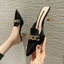 Sandales à talons aiguilles à bout pointu pour femmes avec boucle en métal