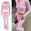 Ensemble de Haut Court à Capuche Tricoté Chic et Pantalons