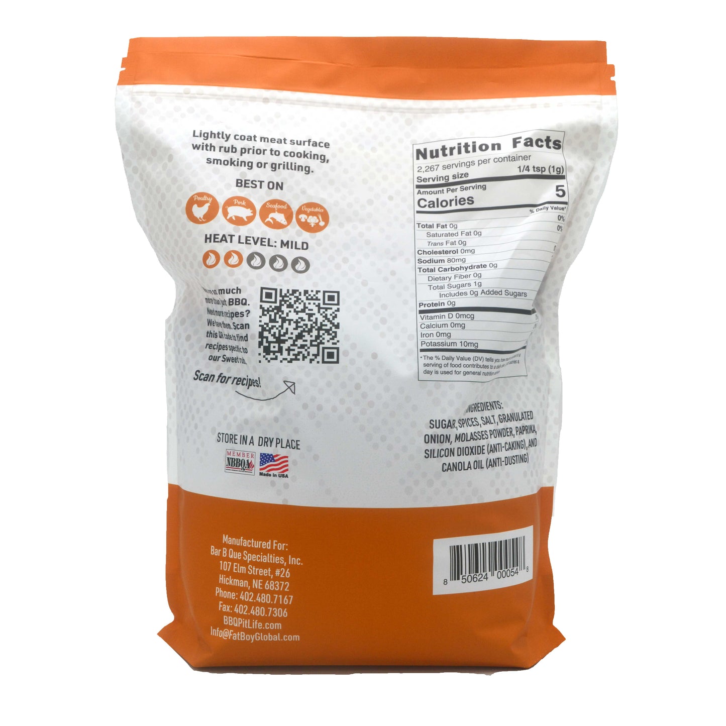 Sweet Natural Gluten Free BBQ Rub - 5 lb