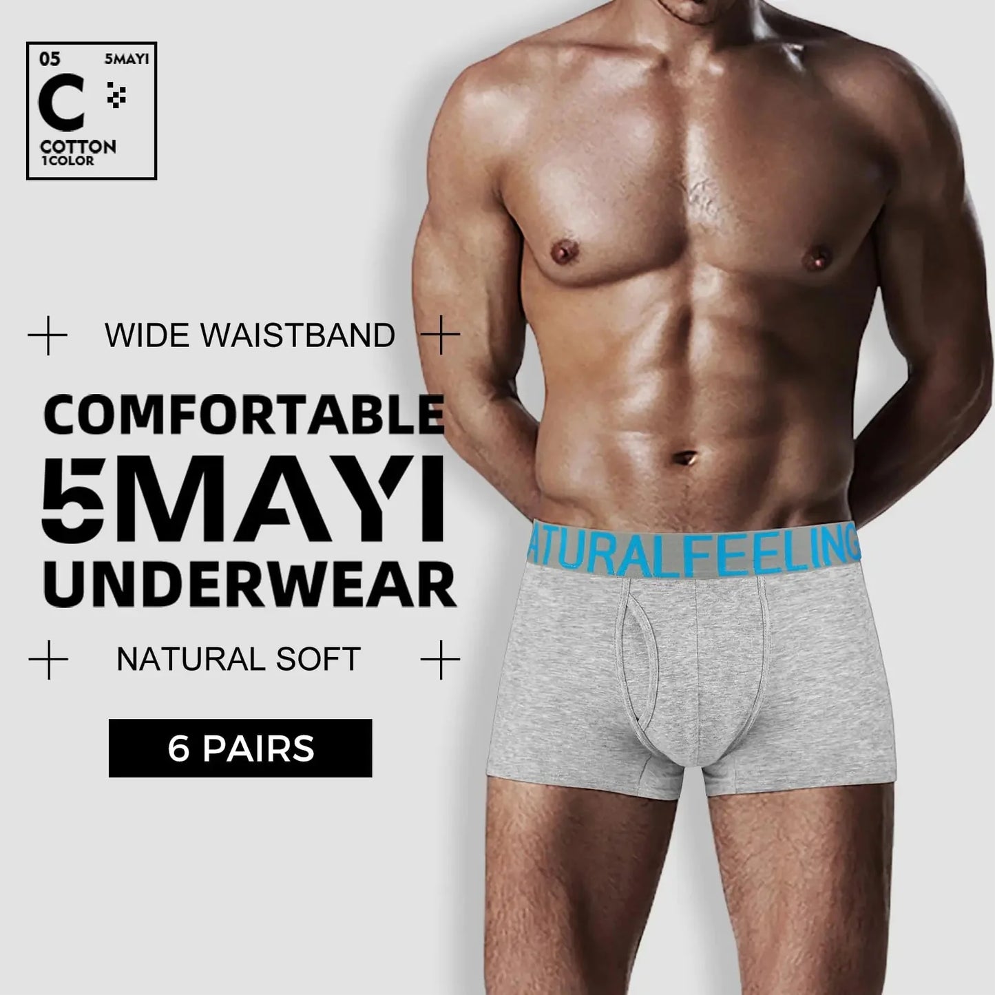 Caleçons en coton pour hommes 5Mayi - Pack de 6, XX-Large