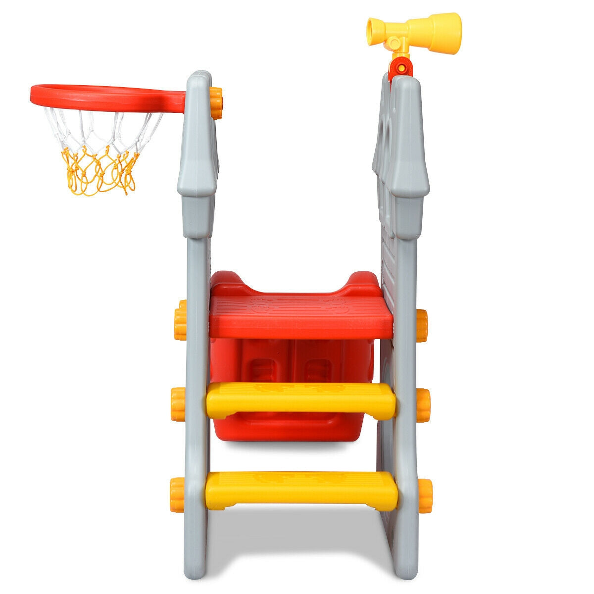 Aire de jeu 5-en-1 pour tout-petits avec toboggan et panier de basket