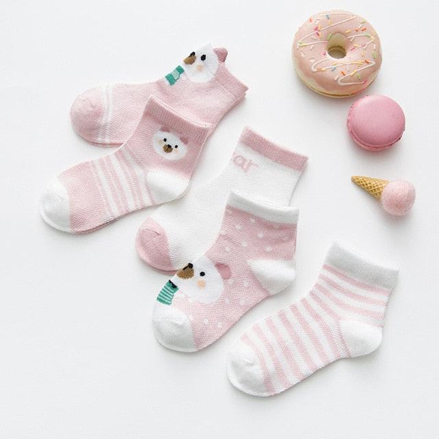 5 Paires de Chaussettes en Coton Mignonnes pour Bébés et Tout-Petits