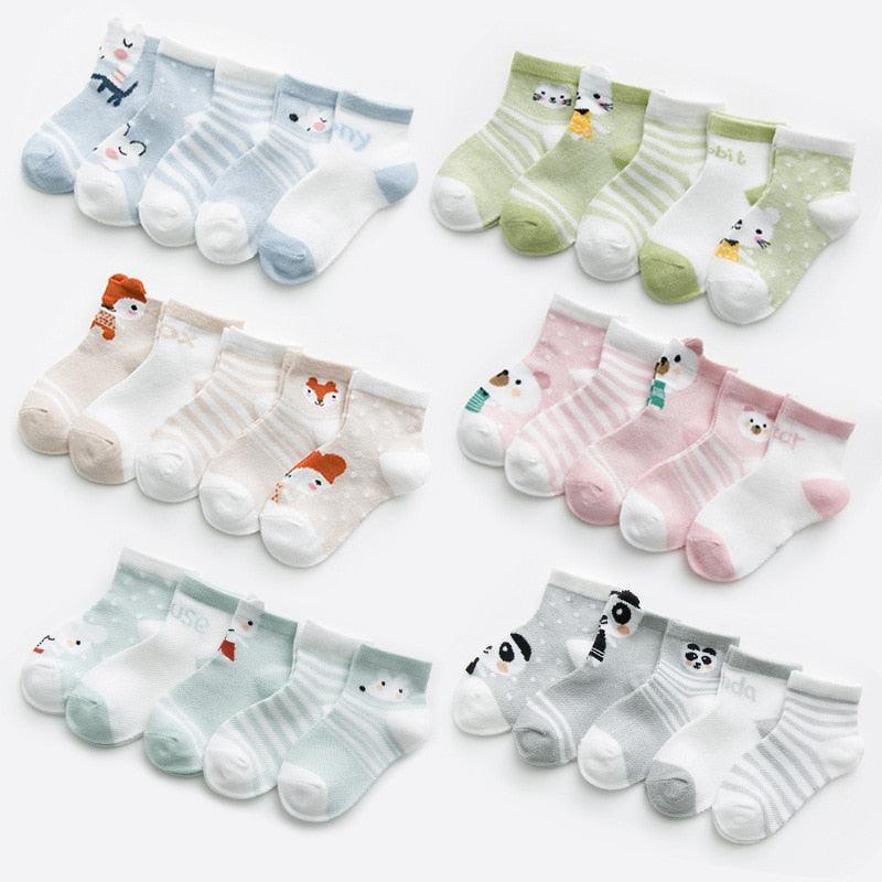 5 Paires de Chaussettes en Coton Mignonnes pour Bébés et Tout-Petits