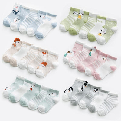 5 Pairs of Cute Cotton Baby Socks for Infants and Toddlers