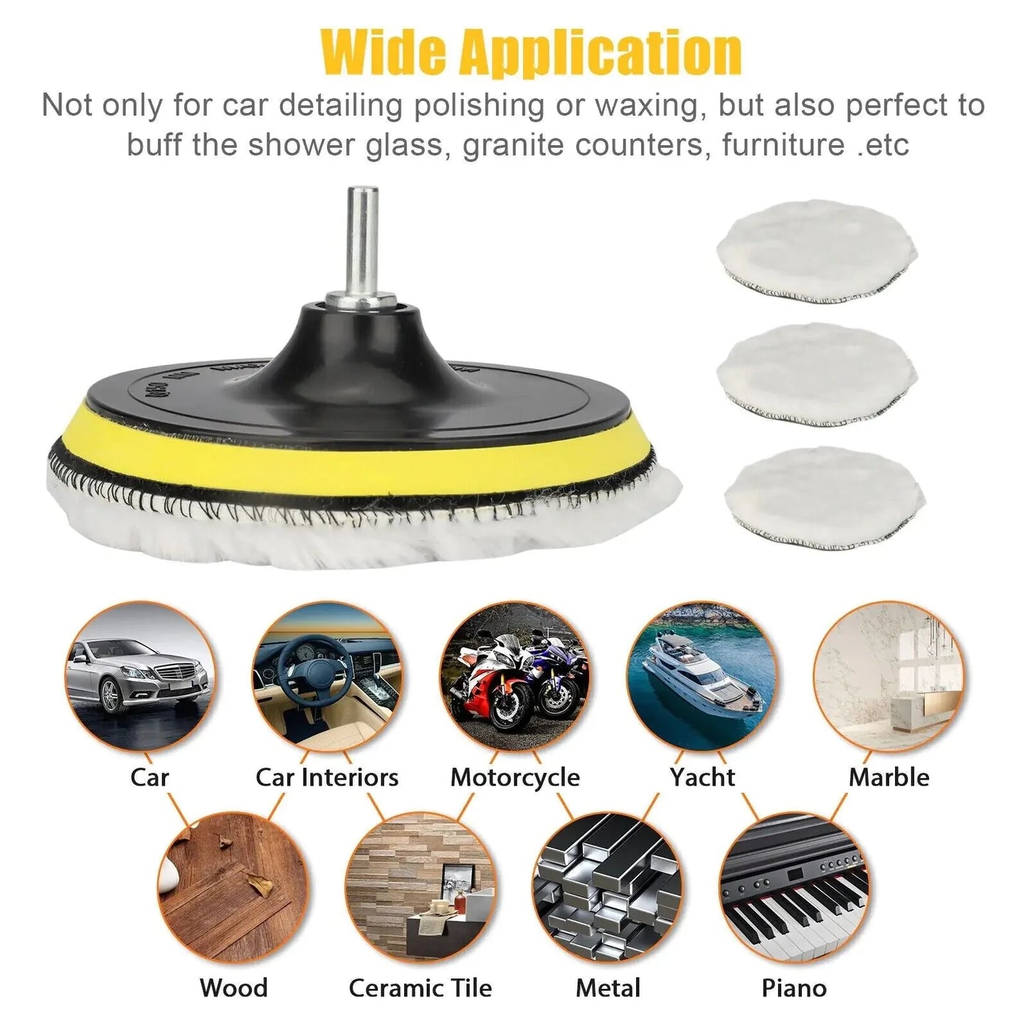 Kit de 5PCS de disques en laine de polissage de 6"