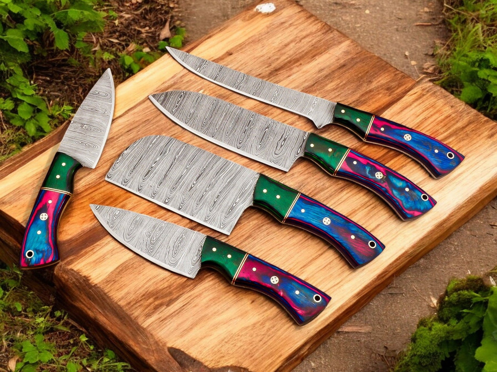 Artisan Damascus Knife Collection - Exquisite 5-Piece Set - Korvel