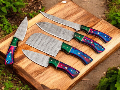 Artisan Damascus Knife Collection - Exquisite 5-Piece Set - Korvel