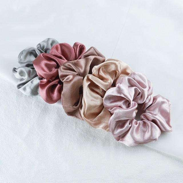 5PCS Scrunchies de Seda Satinada de Moda - Accesorios para el Cabello Elegantes