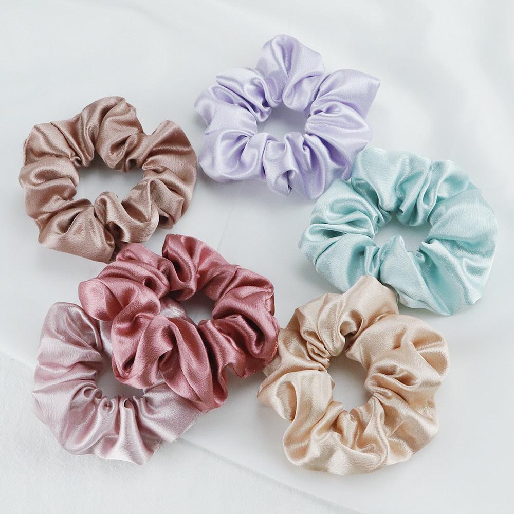 5PCS Scrunchies de Seda Satinada de Moda - Accesorios para el Cabello Elegantes