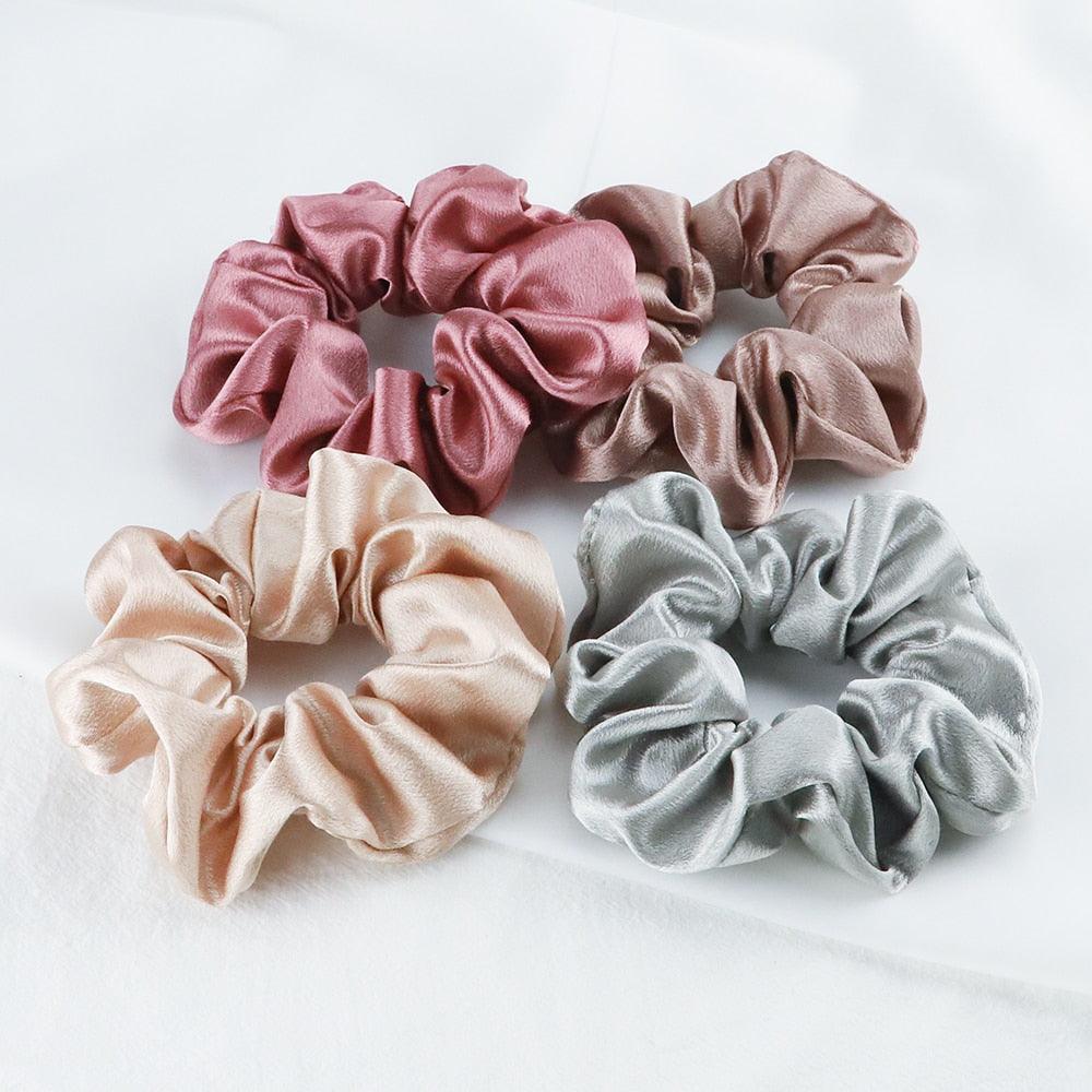 5PCS Scrunchies de Seda Satinada de Moda - Accesorios para el Cabello Elegantes