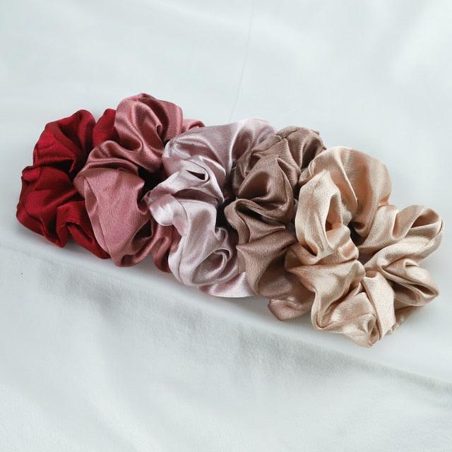 5PCS Scrunchies de Seda Satinada de Moda - Accesorios para el Cabello Elegantes