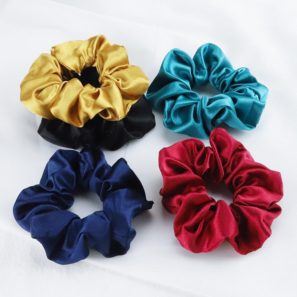5PCS Scrunchies de Seda Satinada de Moda - Accesorios para el Cabello Elegantes