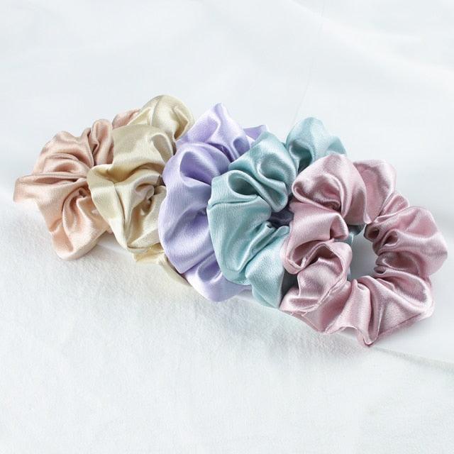 5PCS Scrunchies de Seda Satinada de Moda - Accesorios para el Cabello Elegantes