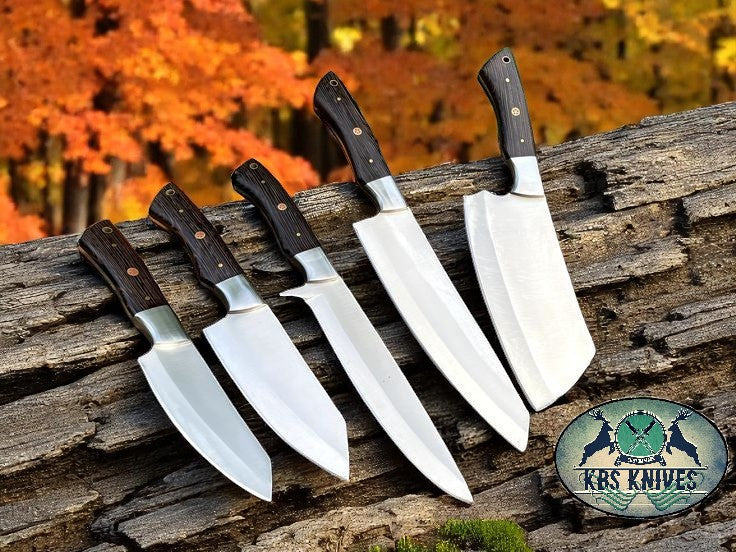 Wenge Elite Series – Premium 5-Piece Stainless Steel Knife Set with Wenge Wood Handles - Korvel
