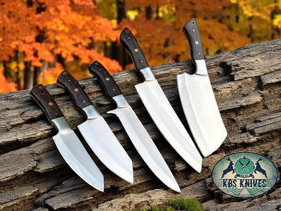 Wenge Elite Series – Premium 5-Piece Stainless Steel Knife Set with Wenge Wood Handles - Korvel