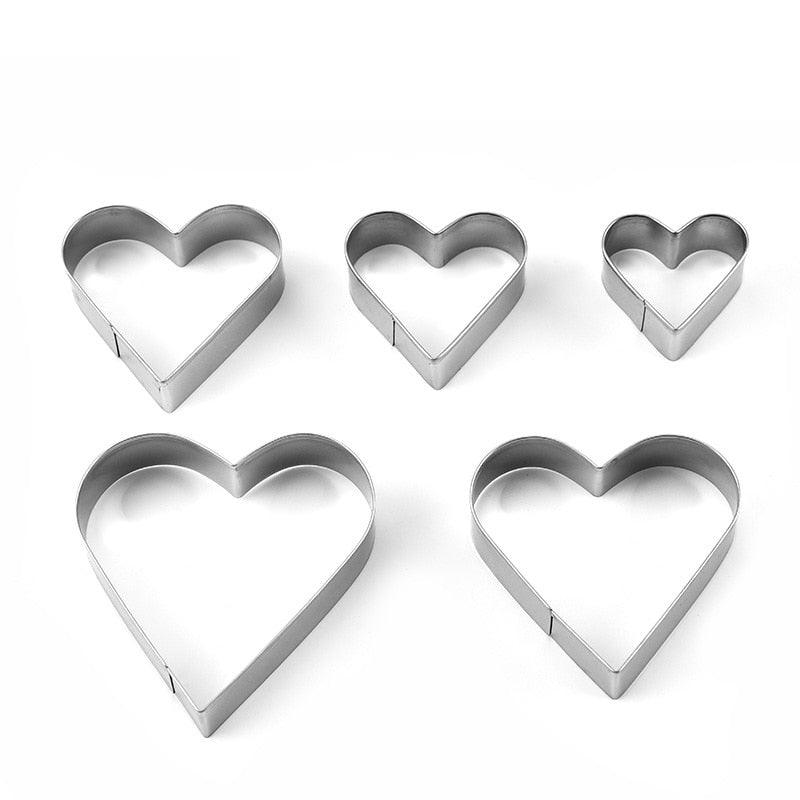 Juego de 5 Cortadores de Galletas en Forma de Corazón para Hornear