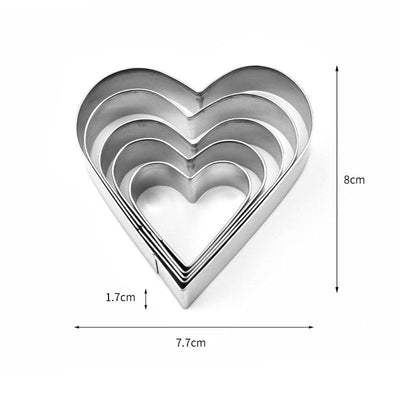5-Piece Heart Shape Cookie Cutter Set for Baking
