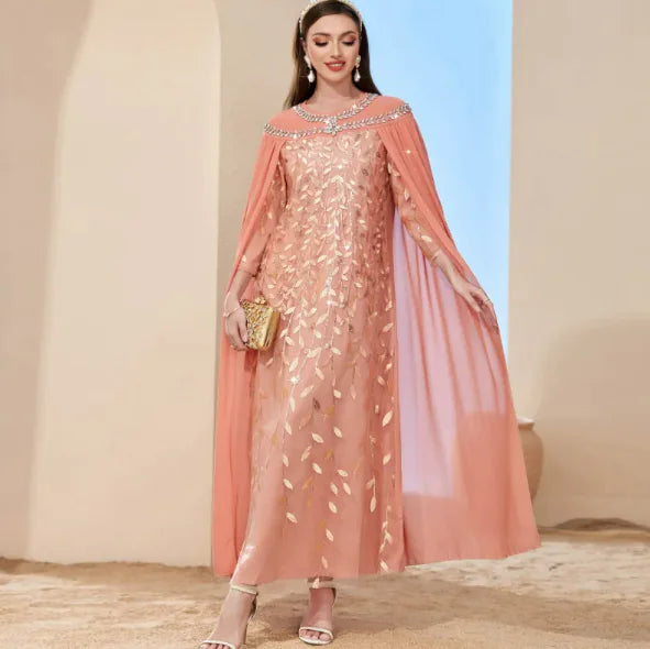 Vestido de Capa de Moda con Bordado de Malla