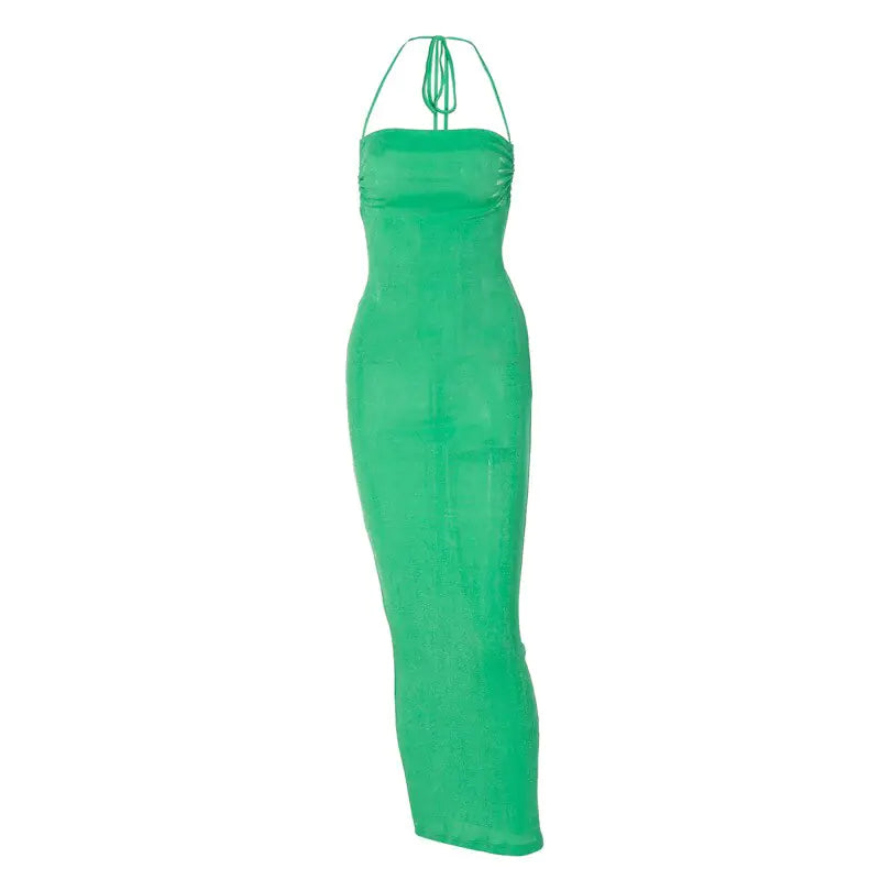 Vestido Largo de Tirantes Finos con Espalda Abierta