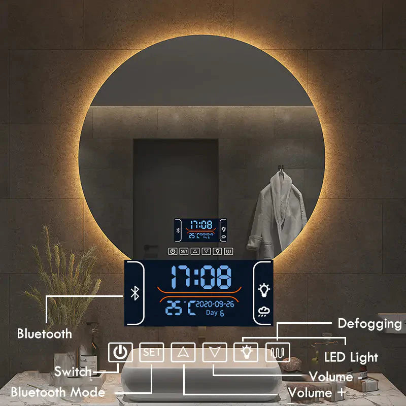 Miroir de salle de bain LED avec rétroéclairage ajustable