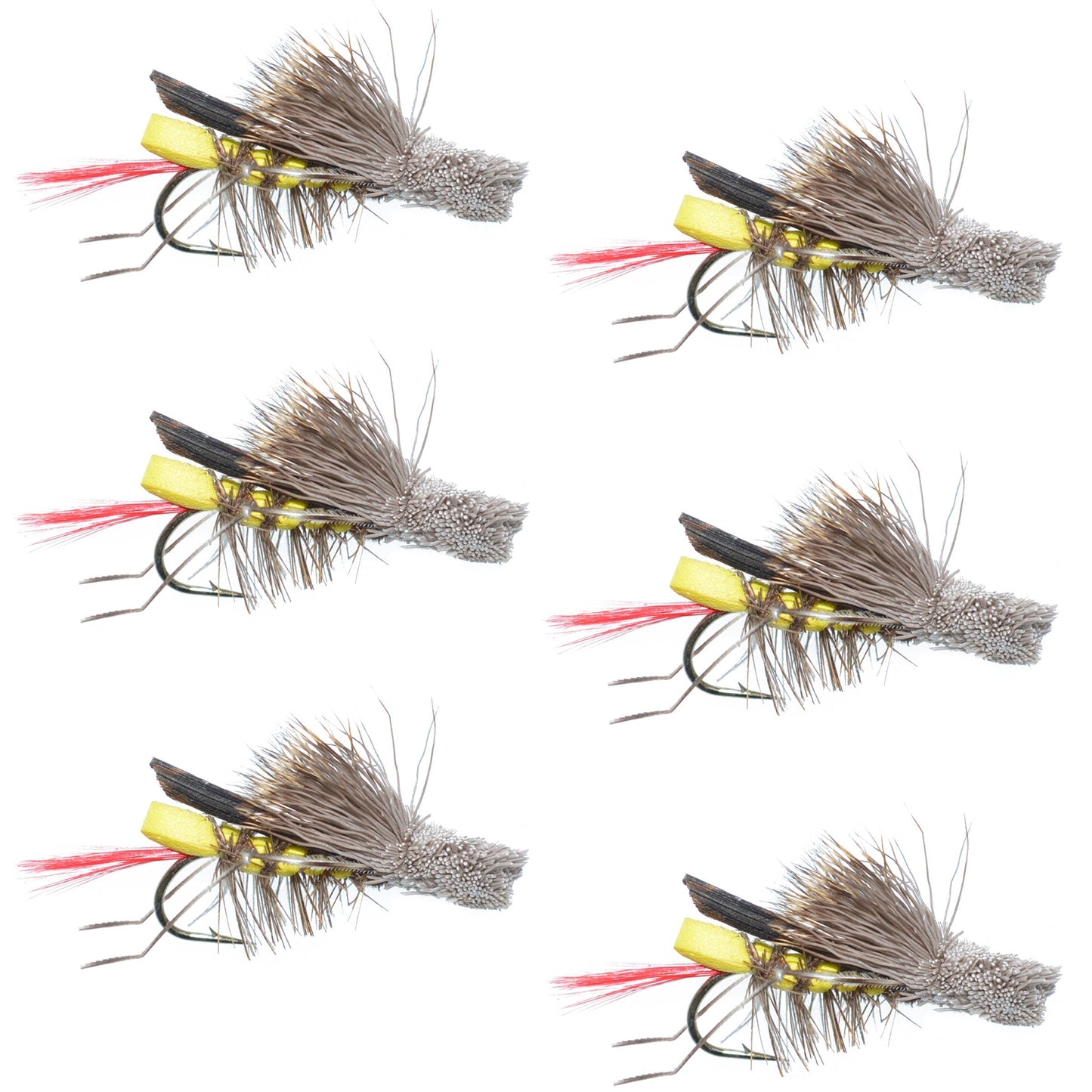 Dave's Premium Yellow Foam Grasshopper Flies - 6 Pack, Size 8 Hook - Korvel