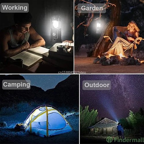 6 in 1 Portable Camping Solar Lantern with Fan