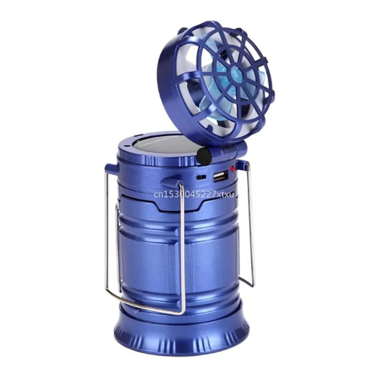 6 in 1 Portable Camping Solar Lantern with Fan