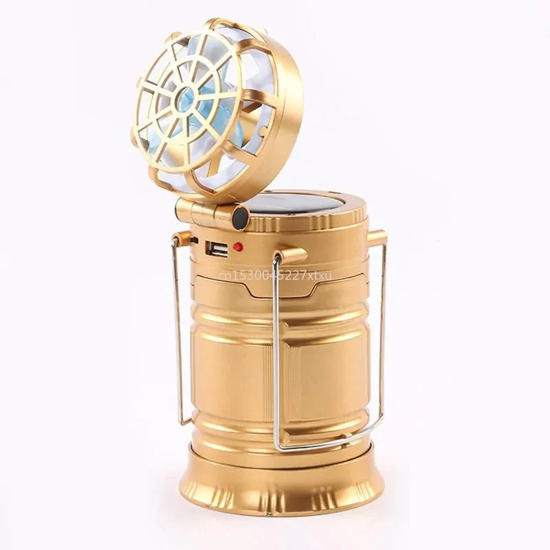 6 in 1 Portable Camping Solar Lantern with Fan