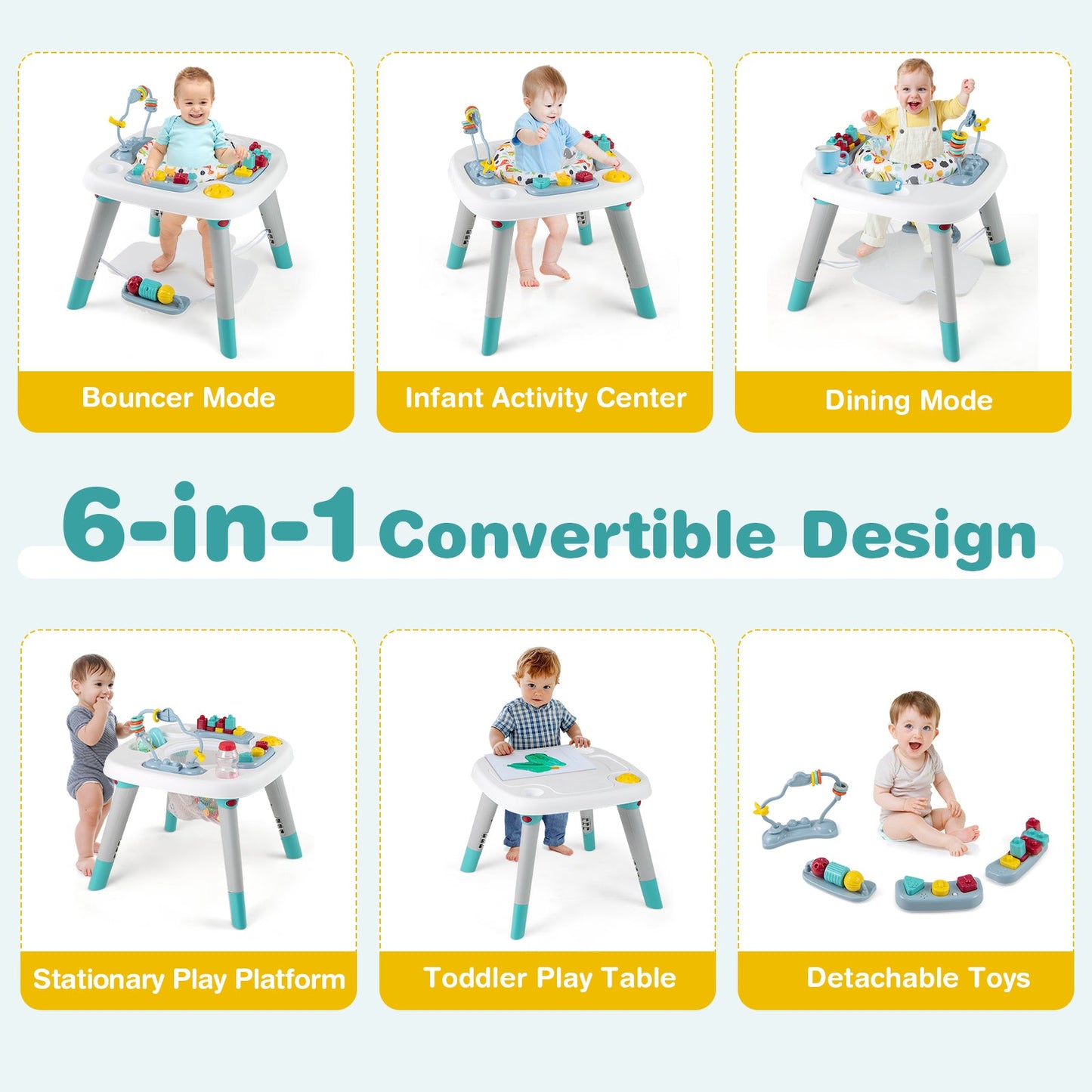 6-in-1 Baby Activity Center Jumper & Toddler Table