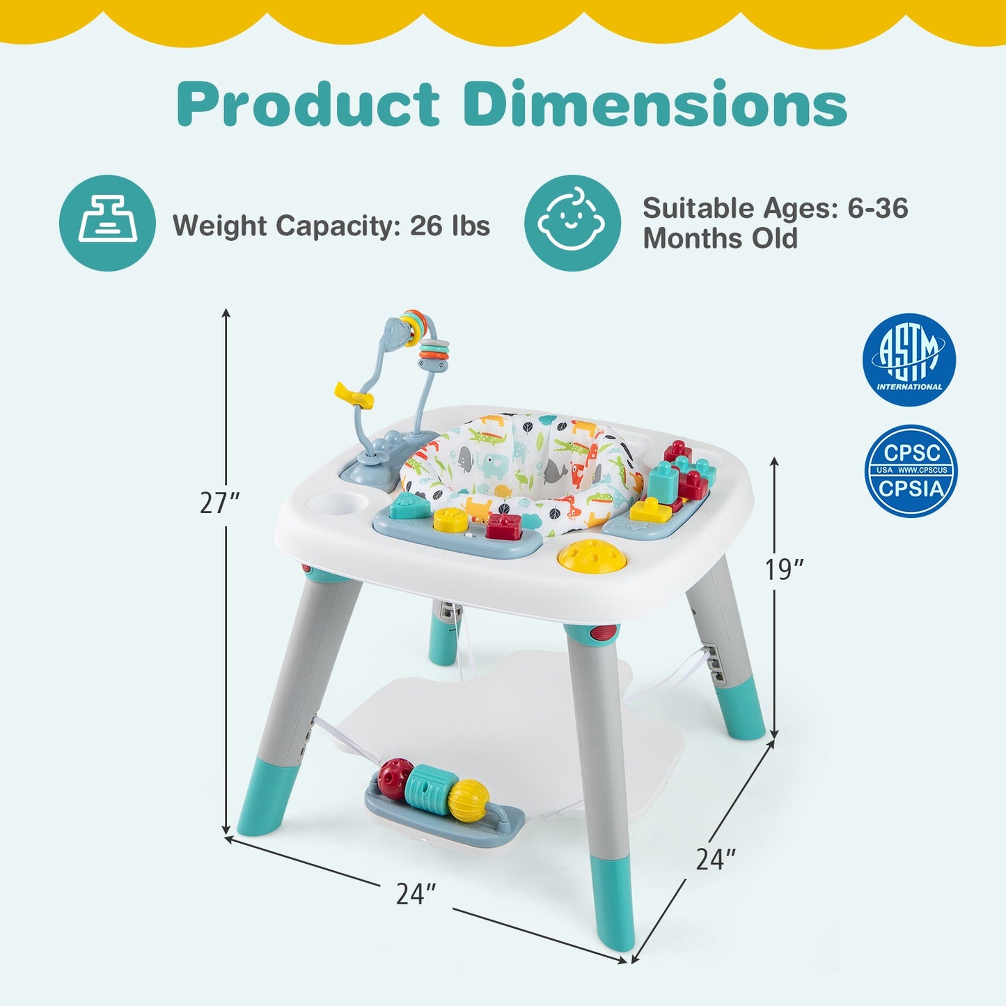 6-in-1 Baby Activity Center Jumper & Toddler Table