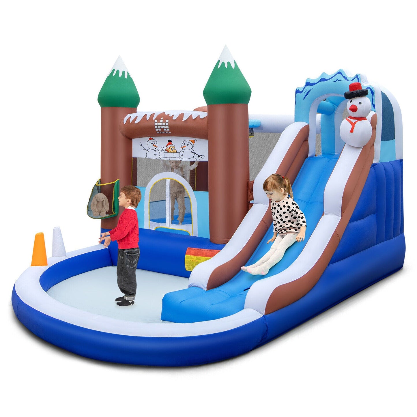 Château Gonflable Thème Hiver Bonhomme de Neige 6-en-1