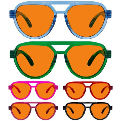 6 Pack Blue Blocking Glasses with Orange Lens - Metalless Design