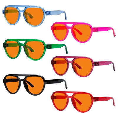 6 Pack Blue Blocking Glasses with Orange Lens - Metalless Design