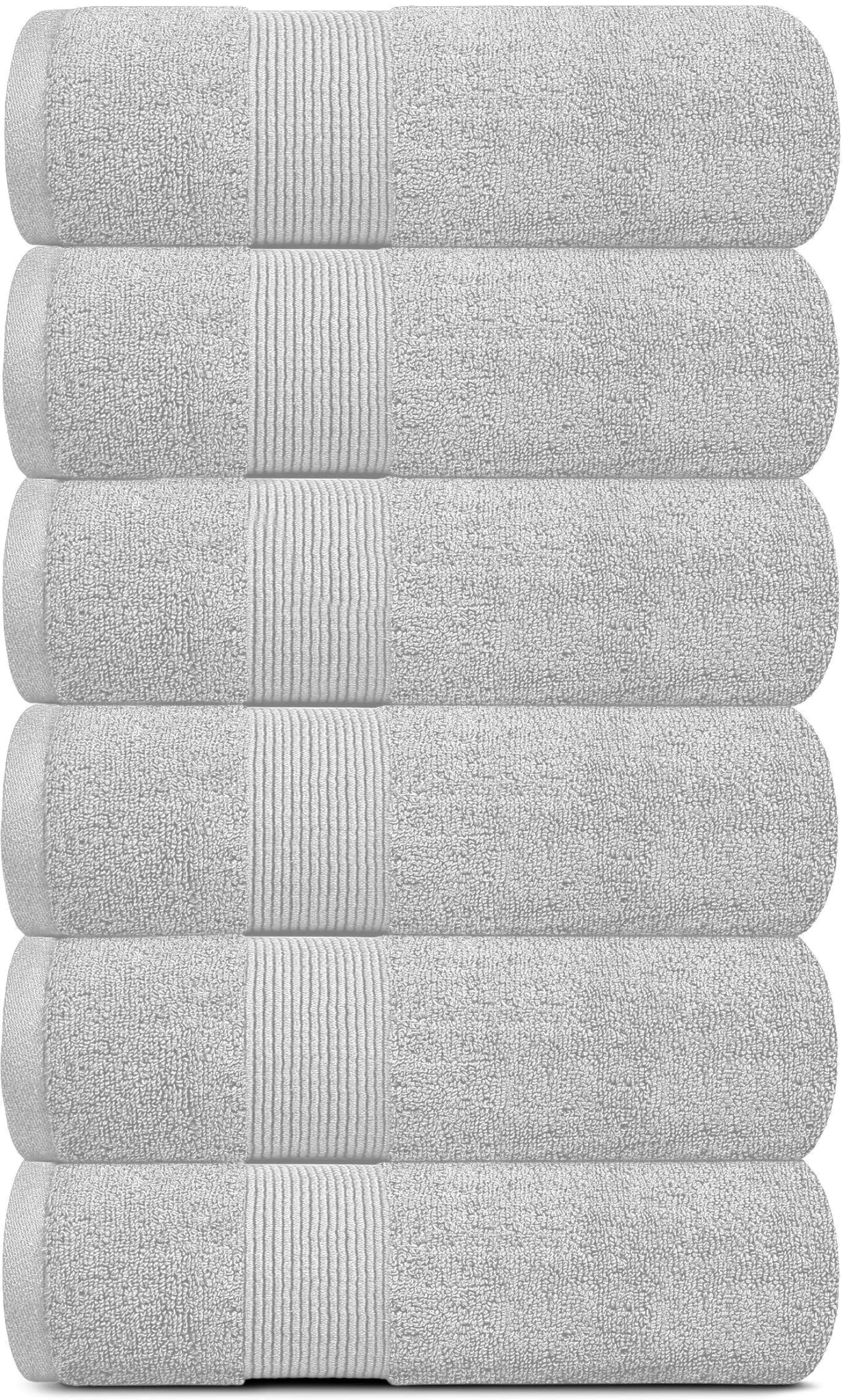 Serviettes de bain en coton pelucheux de luxe - 6 pièces - Gris clair