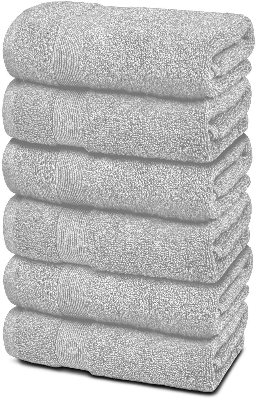 Serviettes de bain en coton pelucheux de luxe - 6 pièces - Gris clair
