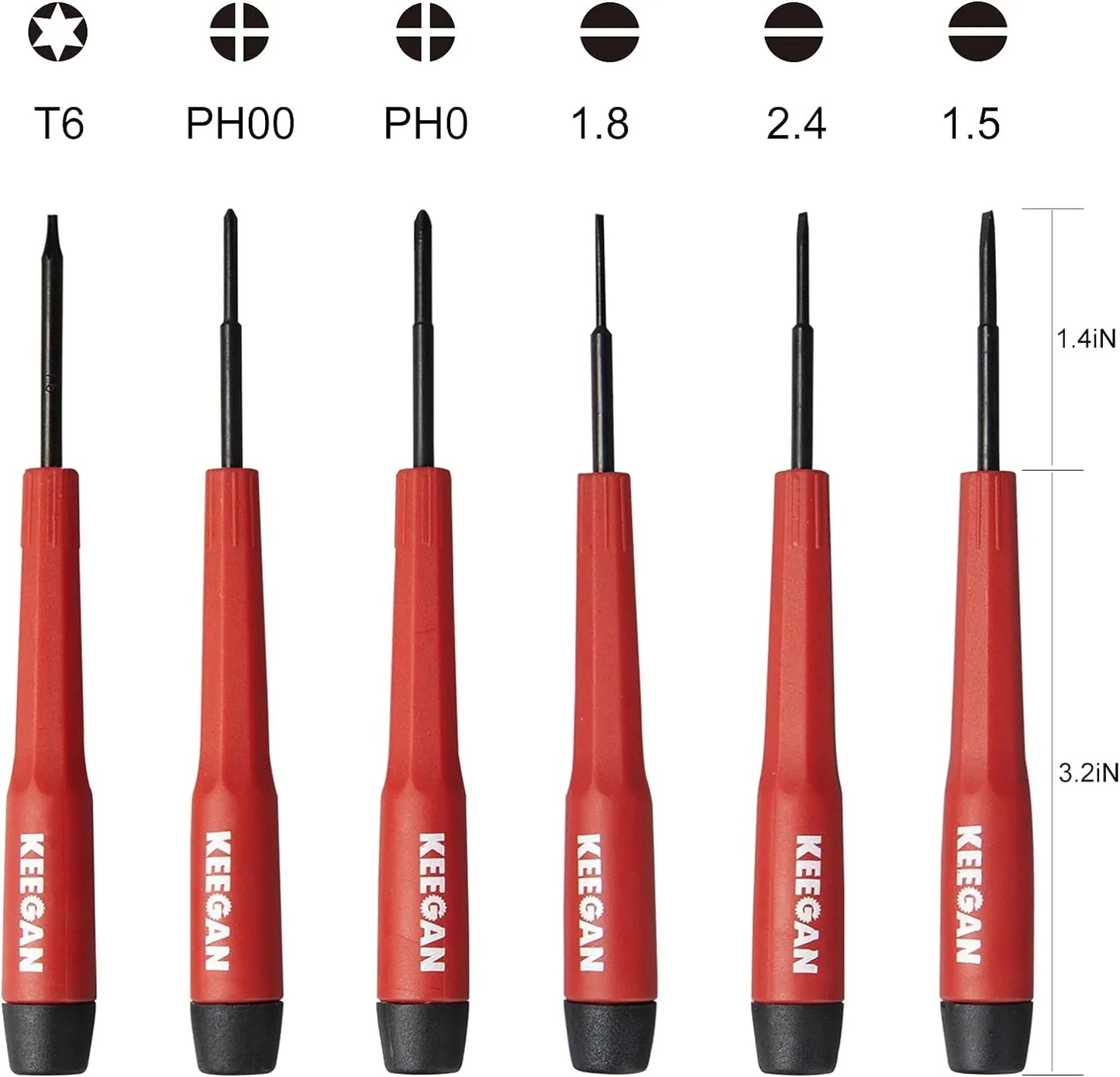 Set de 6 tournevis de précision pour la réparation de lunettes et d'ordinateurs