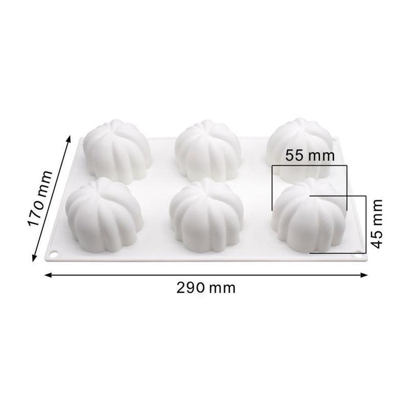 6-Cavity Pumpkin Silicone Cake Mold for Baking and Decorating