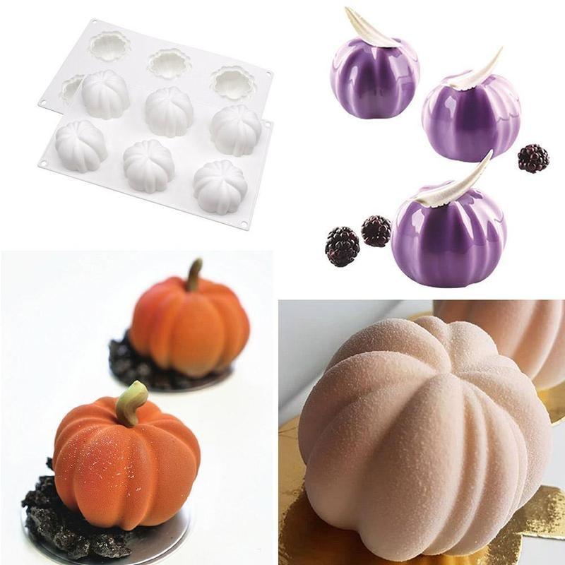 6-Cavity Pumpkin Silicone Cake Mold for Baking and Decorating