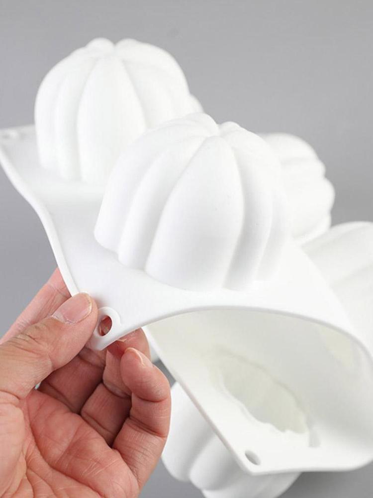 6-Cavity Pumpkin Silicone Cake Mold for Baking and Decorating