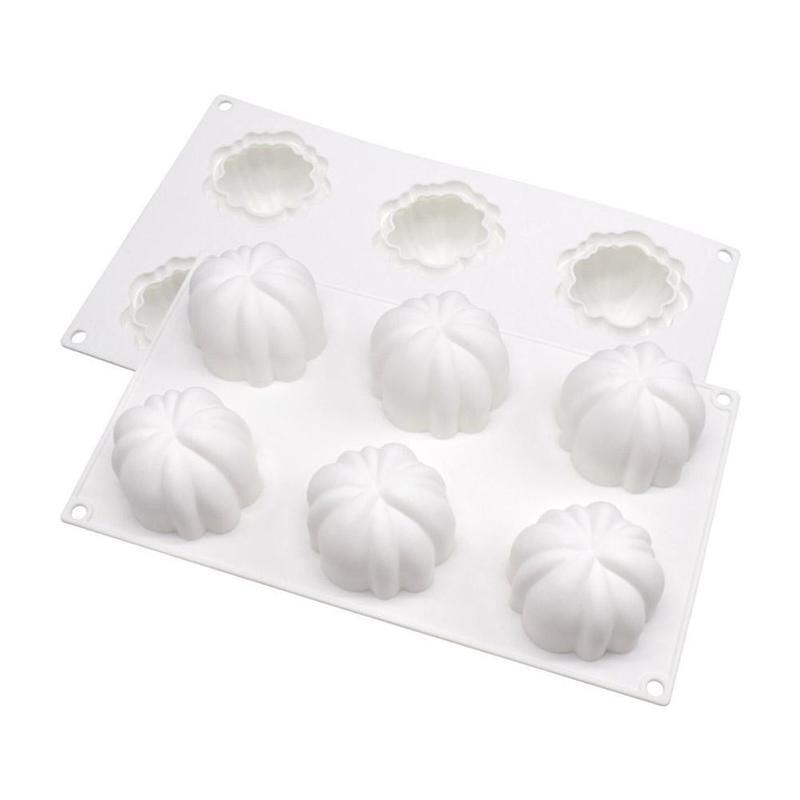 6-Cavity Pumpkin Silicone Cake Mold for Baking and Decorating
