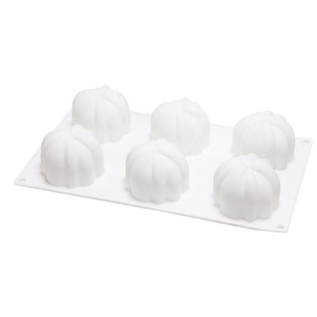 6-Cavity Pumpkin Silicone Cake Mold for Baking and Decorating