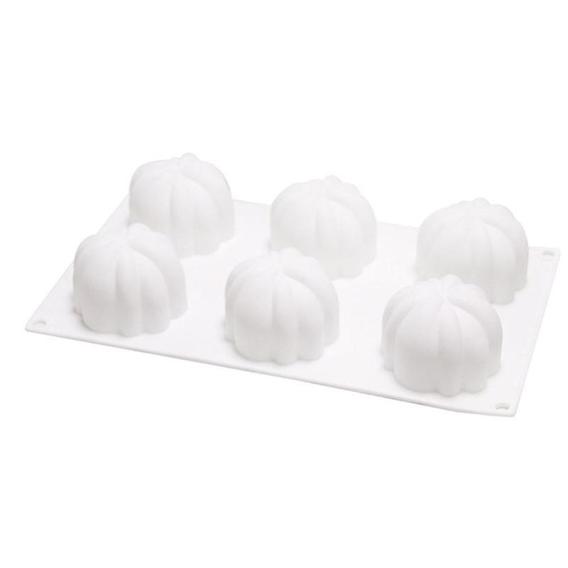 6-Cavity Pumpkin Silicone Cake Mold for Baking and Decorating