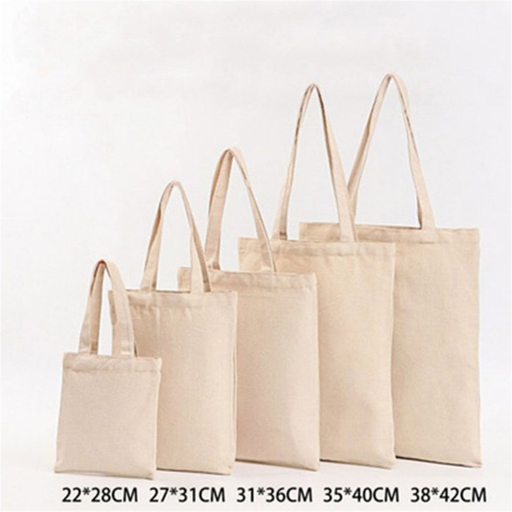6 Sizes Shopper Tote Canvas Bag Reusable Shopping Bag Eco-friendly Cloth Bags Foldable Pouch Grocery Packages Shoulder Handbag - Korvel
