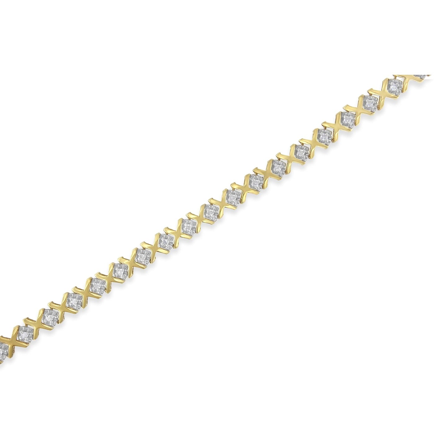 Bracelet en or jaune 10K avec diamants en forme de X