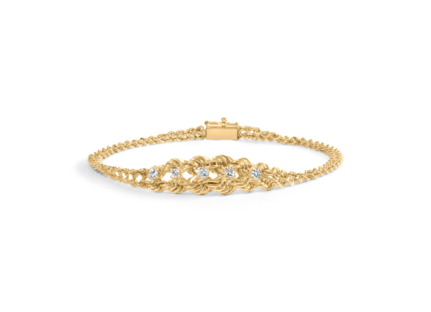 Pulsera de Diamantes de Oro Amarillo de 10K - 7"