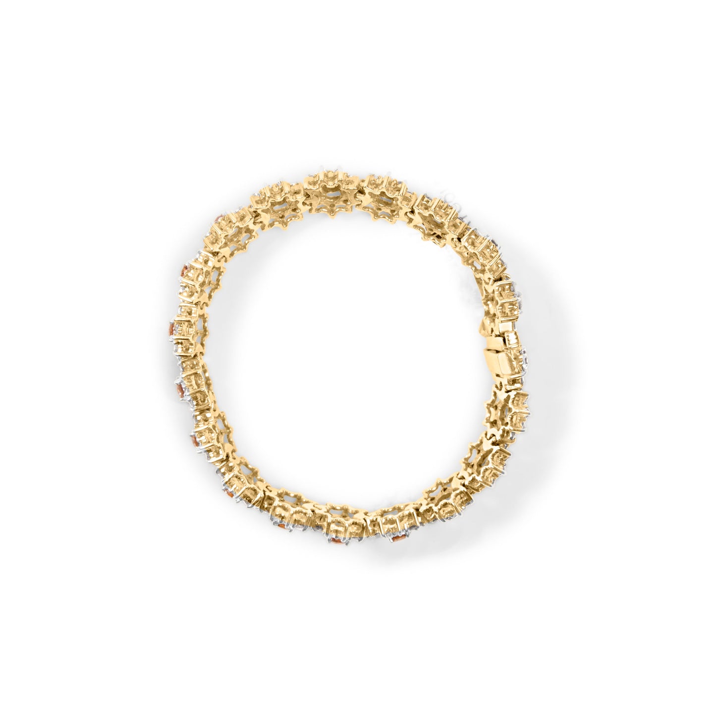 14K Yellow Gold Champagne Diamond Floral Cluster Bracelet