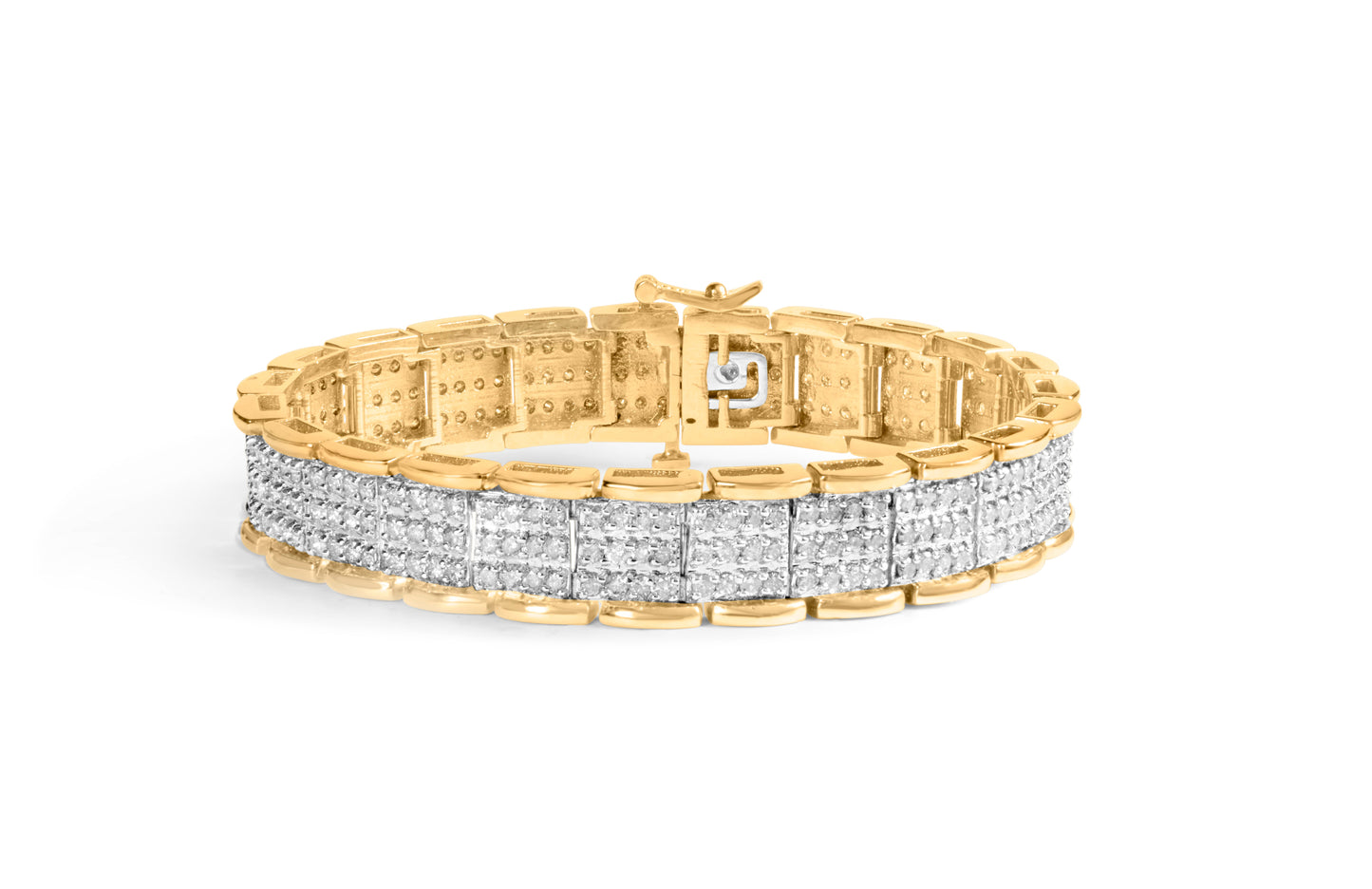 Pulsera de eslabones de diamantes de corte redondo de 10K en oro amarillo de 5.00 Cttw