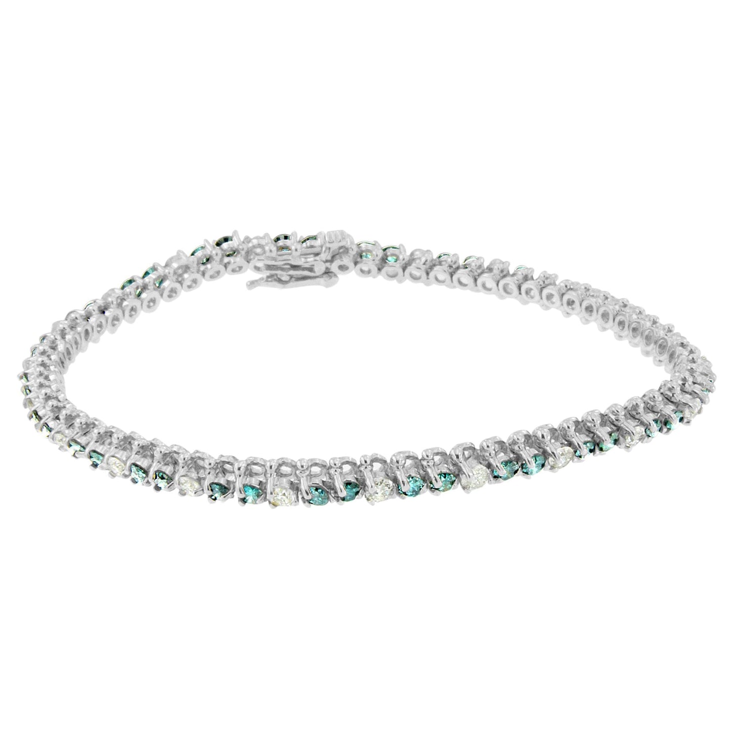 14K White Gold Diamond Martini Set Tennis Bracelet - 7 Inches